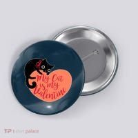 Funny Cute My Cat Is My Valentine Button thumb 0