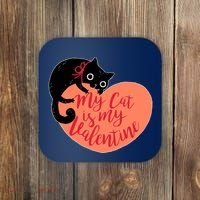 Funny Cute My Cat Is My Valentine Coaster thumb 0