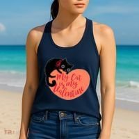 Funny Cute My Cat Is My Valentine Women's Tank Top thumb 2