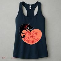 Funny Cute My Cat Is My Valentine Women's Tank Top thumb 3