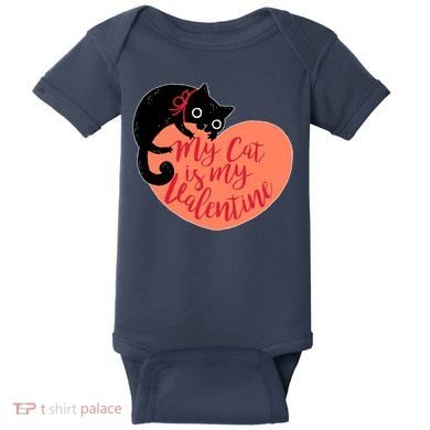 Funny Cute My Cat Is My Valentine Baby Bodysuit