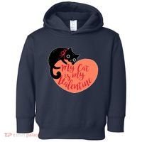 Funny Cute My Cat Is My Valentine Toddler Hoodie thumb 0