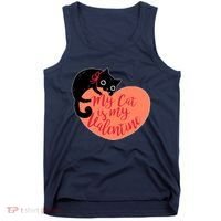 Funny Cute My Cat Is My Valentine Tank Top thumb 0
