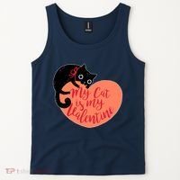 Funny Cute My Cat Is My Valentine Tank Top thumb 2