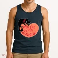 Funny Cute My Cat Is My Valentine Tank Top thumb 3