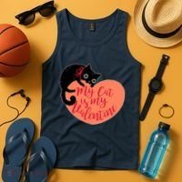 Funny Cute My Cat Is My Valentine Tank Top thumb 4