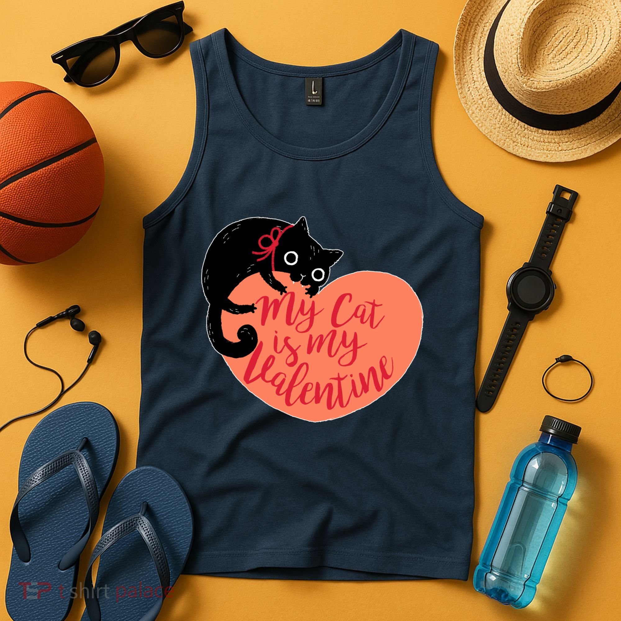 Funny Cute My Cat Is My Valentine Tank Top