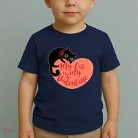 Funny Cute My Cat Is My Valentine Toddler T-Shirt thumb 2
