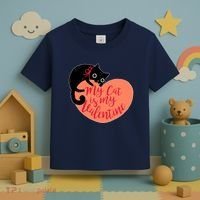 Funny Cute My Cat Is My Valentine Toddler T-Shirt thumb 3