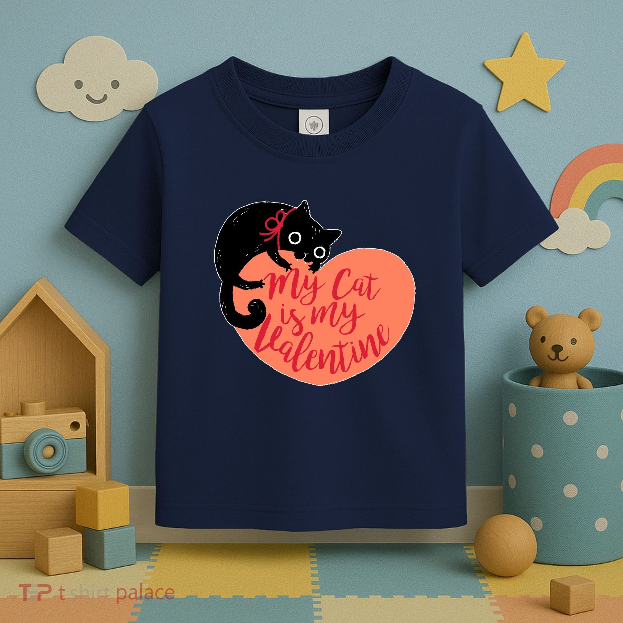 Funny Cute My Cat Is My Valentine Toddler T-Shirt
