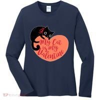 Funny Cute My Cat Is My Valentine Women's Long Sleeve Shirt thumb 0