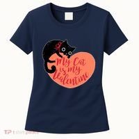 Funny Cute My Cat Is My Valentine Women's T-Shirt thumb 0