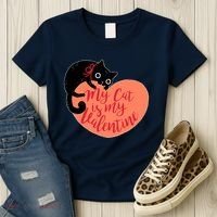 Funny Cute My Cat Is My Valentine Women's T-Shirt thumb 3
