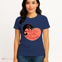 Funny Cute My Cat Is My Valentine Women's T-Shirt thumb 4