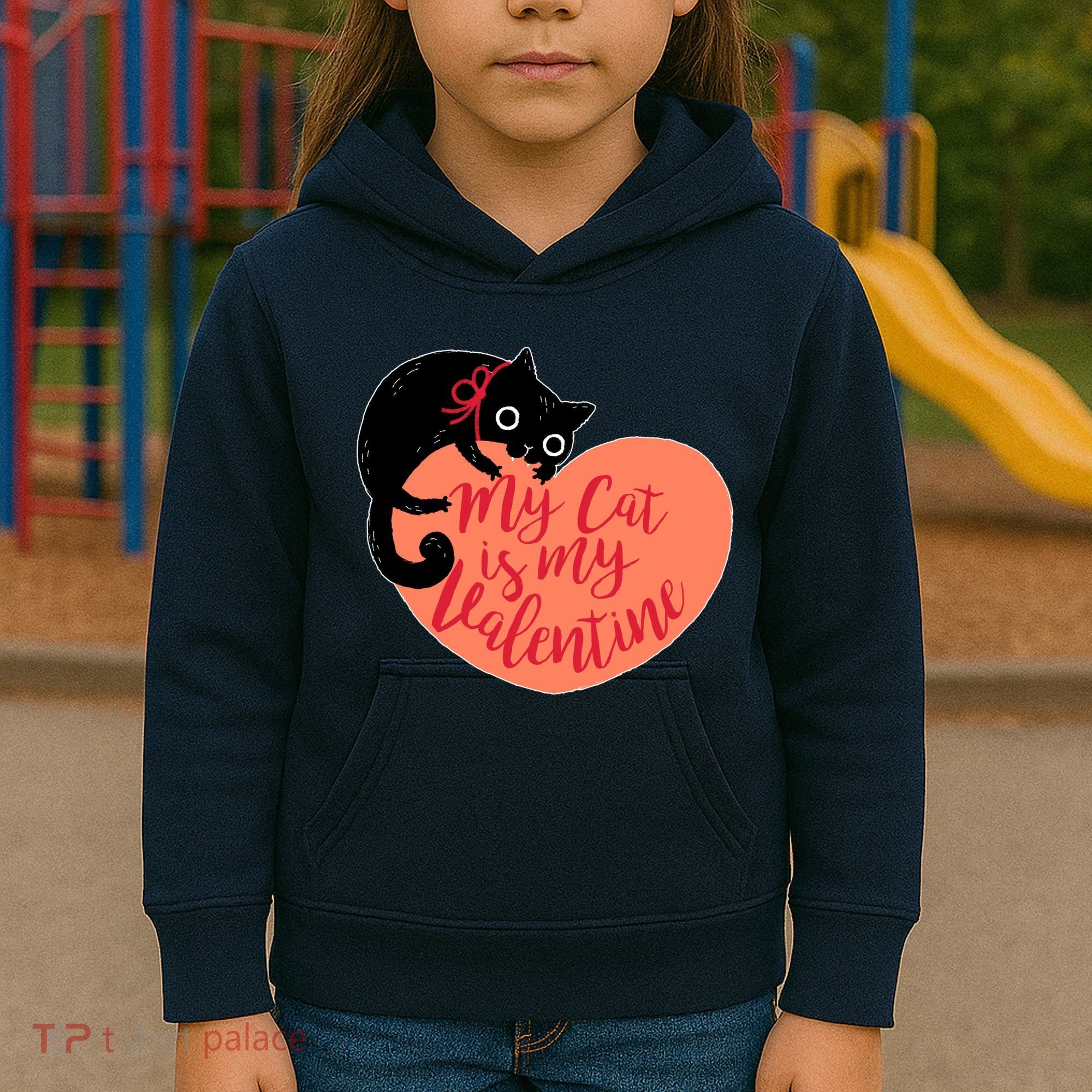 Funny Cute My Cat Is My Valentine Kids Hoodie