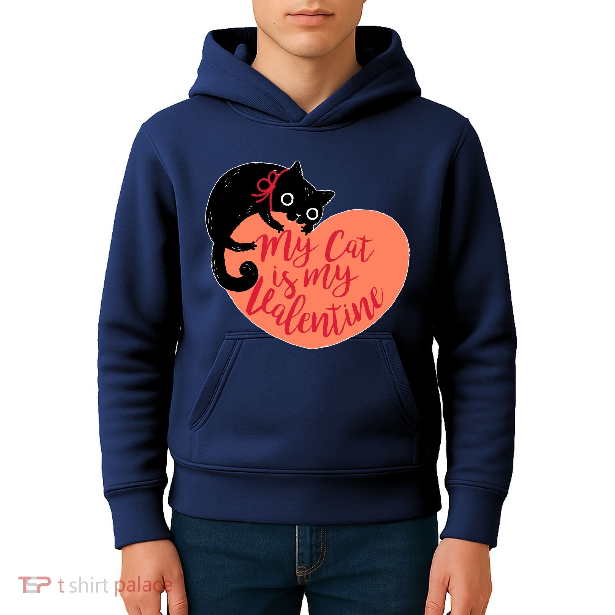 Funny Cute My Cat Is My Valentine Kids Hoodie