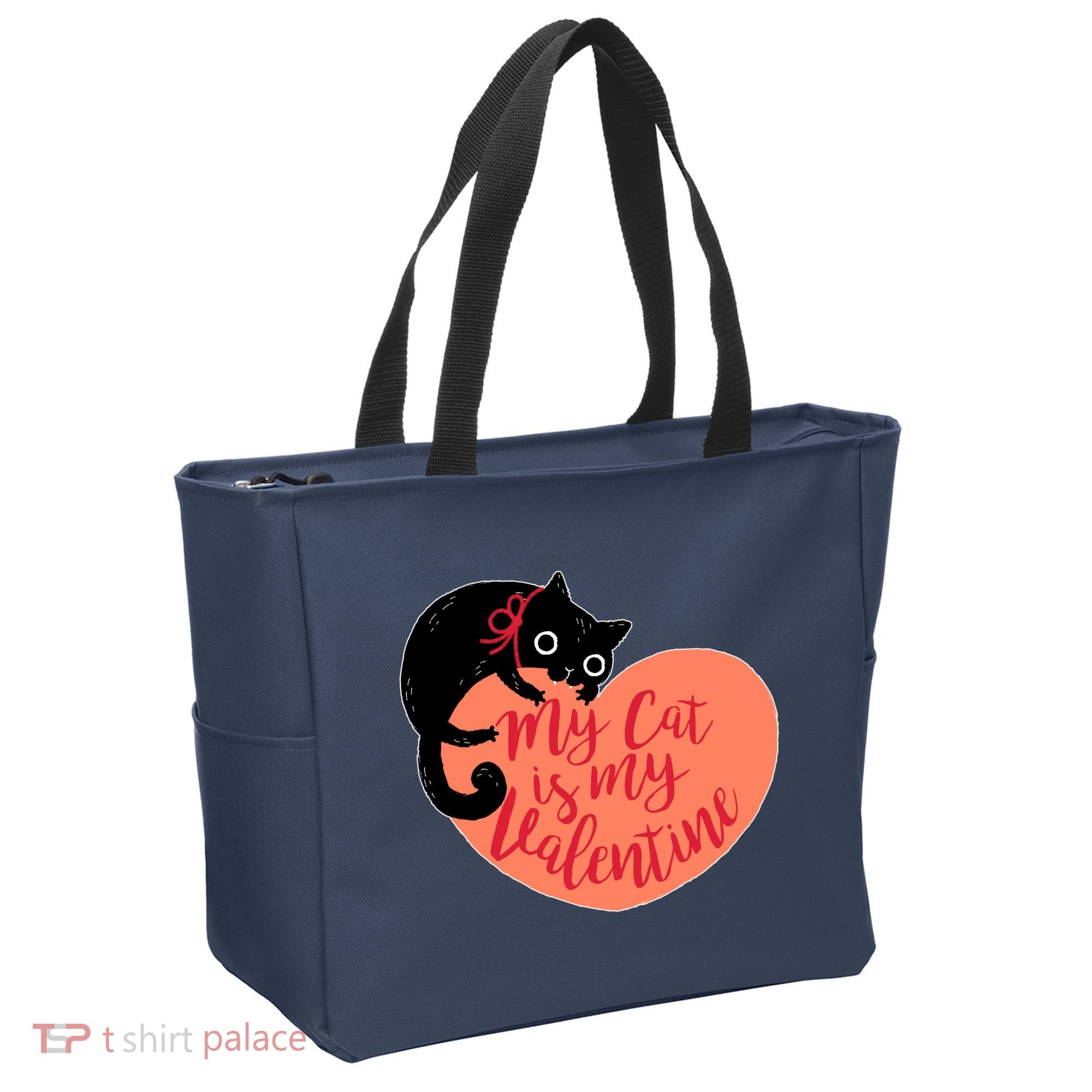 Funny Cute My Cat Is My Valentine Tote Bag