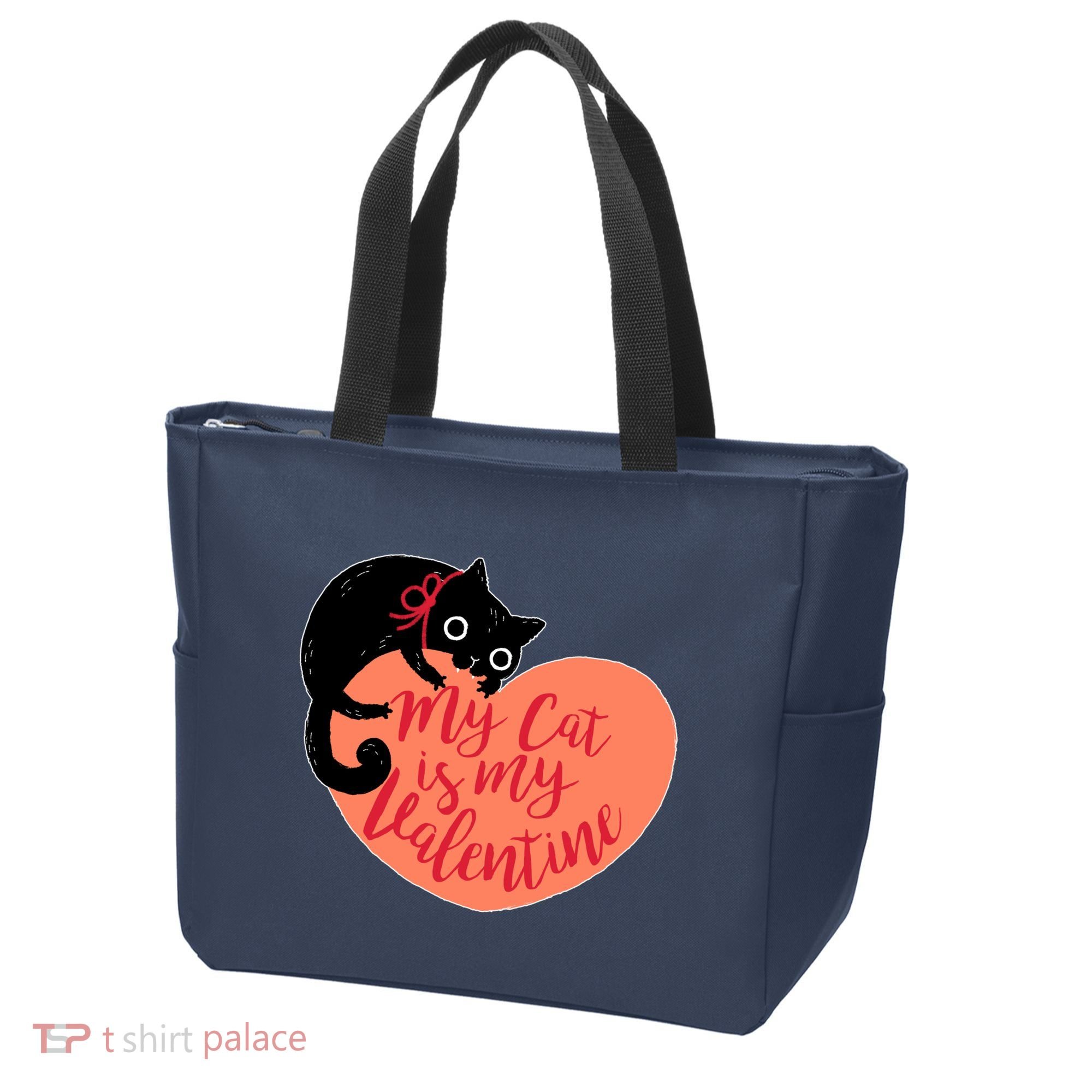 Funny Cute My Cat Is My Valentine Tote Bag