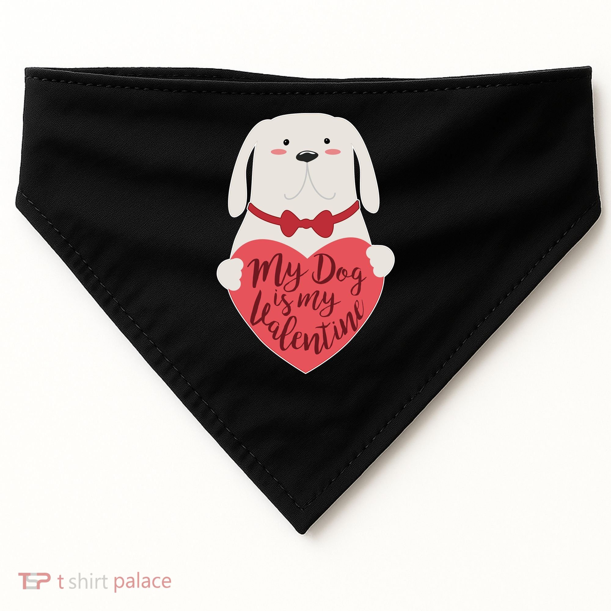 Funny Cute My Dog Is My Valentine USA-Made Doggie Bandana
