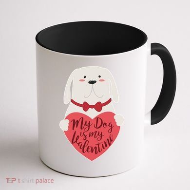 Funny Cute My Dog Is My Valentine Coffee Mug back
