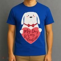 Funny Cute My Dog Is My Valentine T-Shirt thumb 3