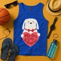 Funny Cute My Dog Is My Valentine Tank Top thumb 4