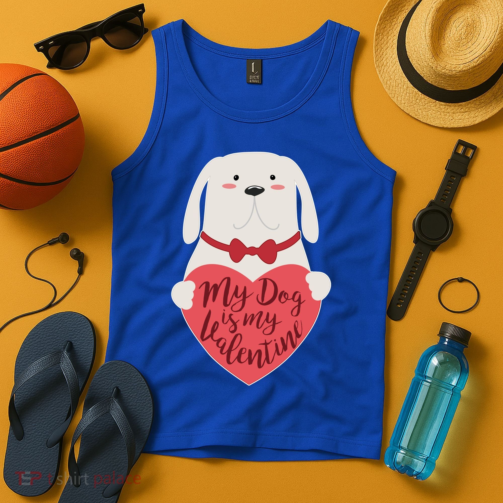 Funny Cute My Dog Is My Valentine Tank Top