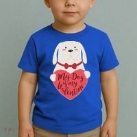 Funny Cute My Dog Is My Valentine Toddler T-Shirt thumb 2