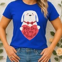 Funny Cute My Dog Is My Valentine Women's T-Shirt thumb 2