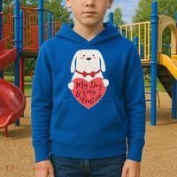 Funny Cute My Dog Is My Valentine Kids Hoodie thumb 2