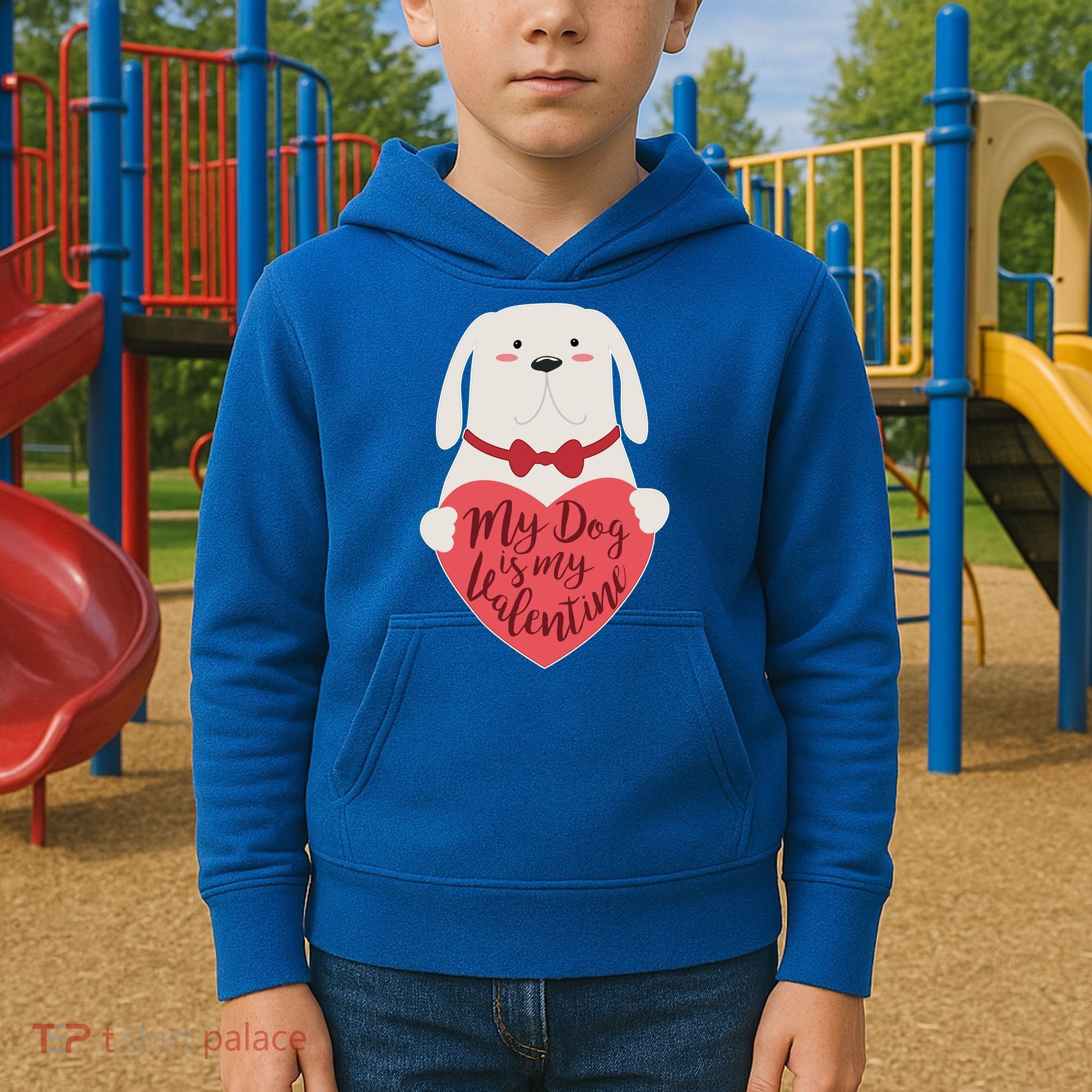 Funny Cute My Dog Is My Valentine Kids Hoodie