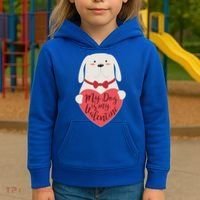 Funny Cute My Dog Is My Valentine Kids Hoodie thumb 3