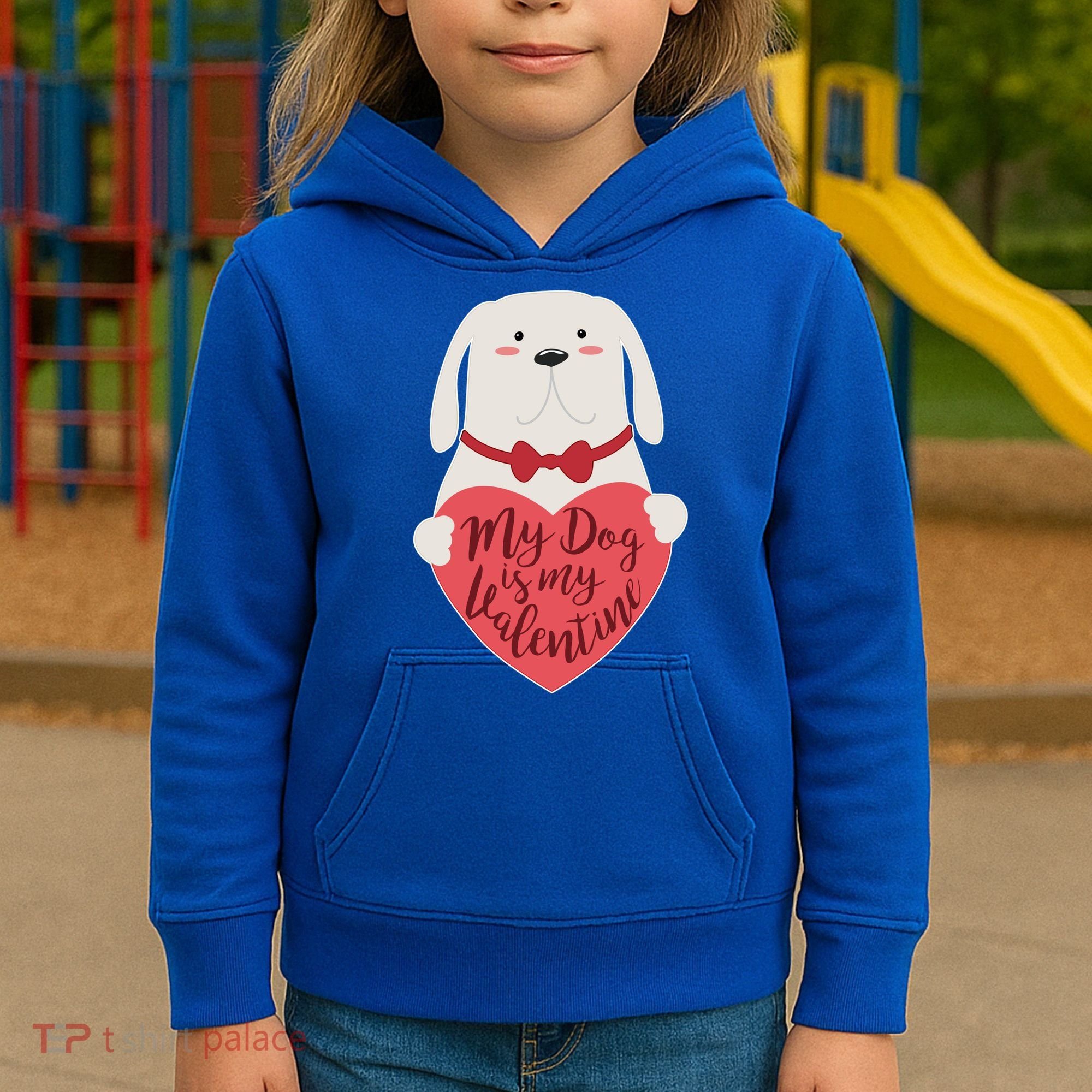 Funny Cute My Dog Is My Valentine Kids Hoodie