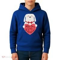 Funny Cute My Dog Is My Valentine Kids Hoodie thumb 4