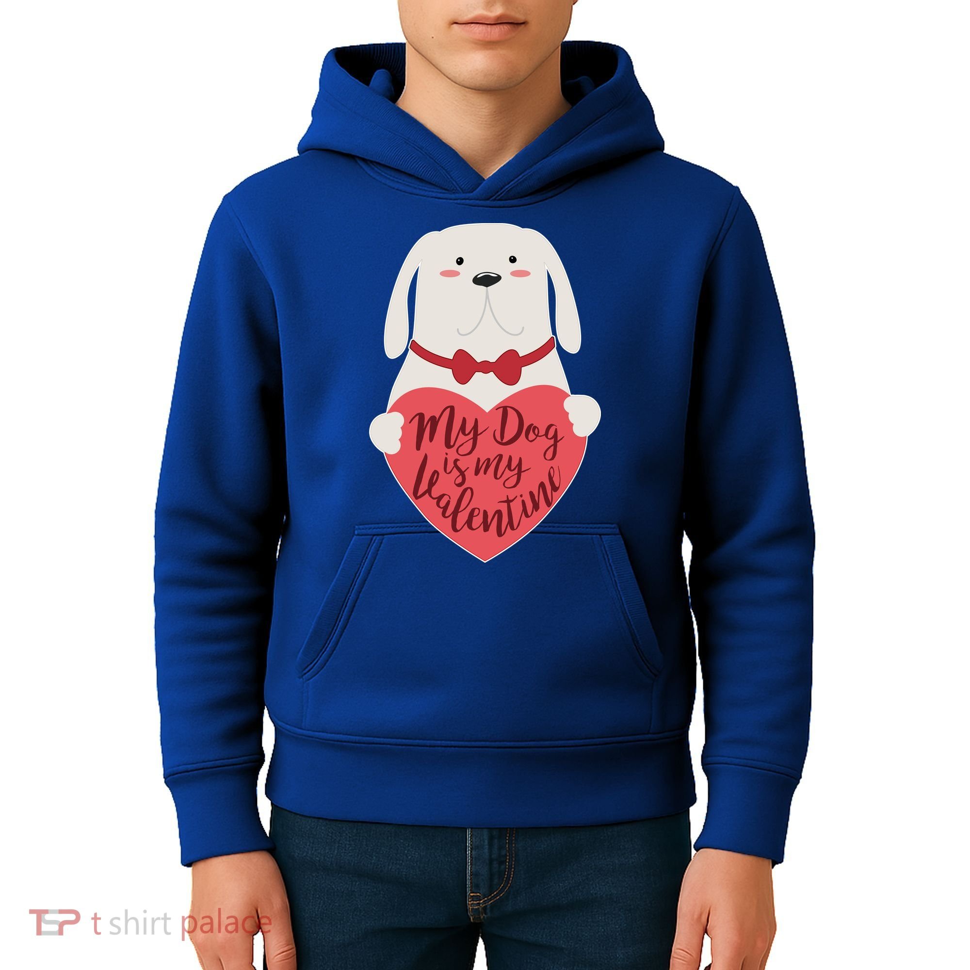 Funny Cute My Dog Is My Valentine Kids Hoodie