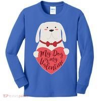 Funny Cute My Dog Is My Valentine Kids Long Sleeve Shirt thumb 0