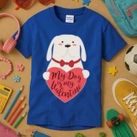 Funny Cute My Dog Is My Valentine Kids T-Shirt thumb 3