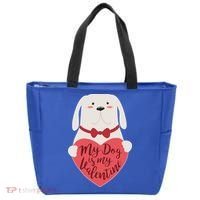 Funny Cute My Dog Is My Valentine Tote Bag thumb 0