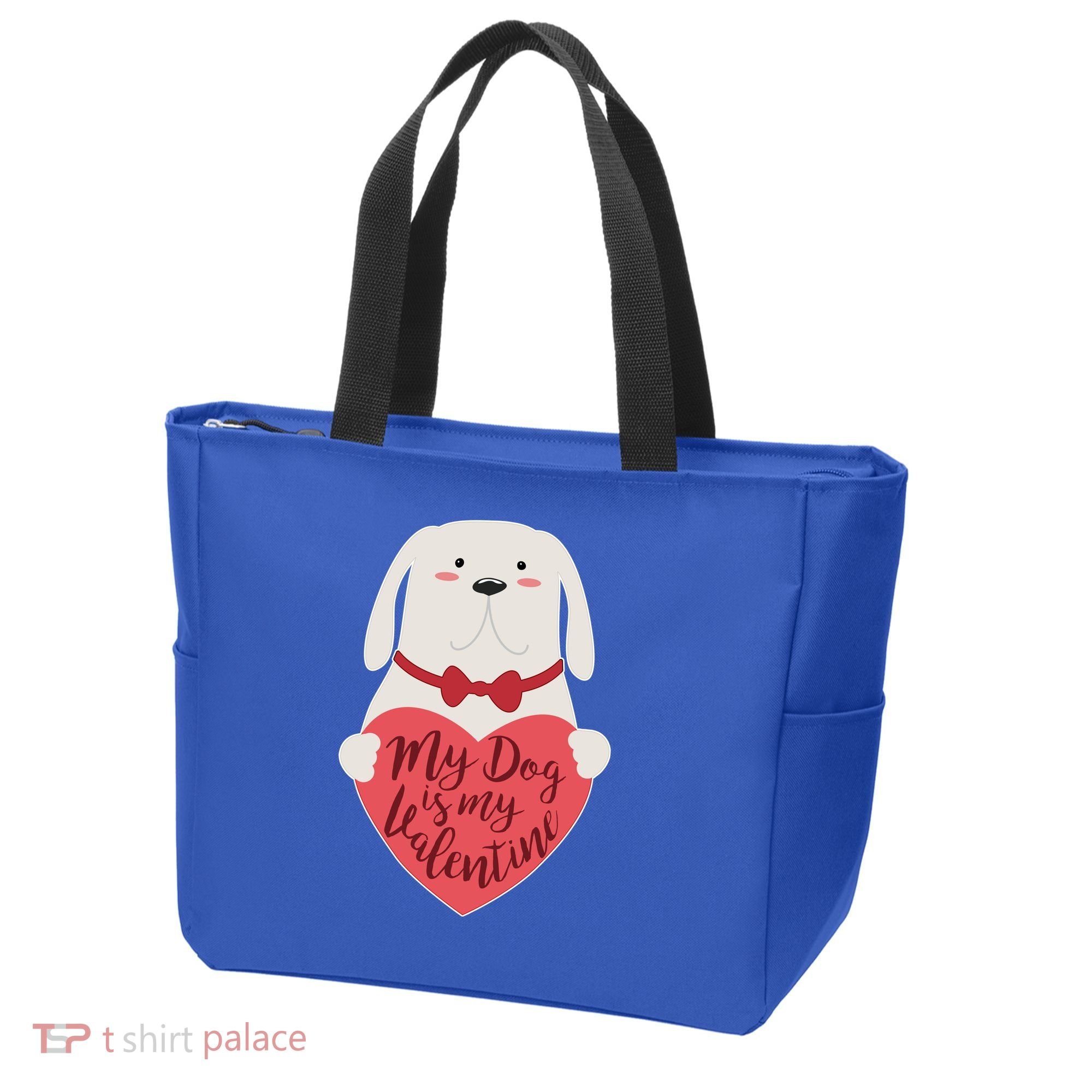 Funny Cute My Dog Is My Valentine Tote Bag