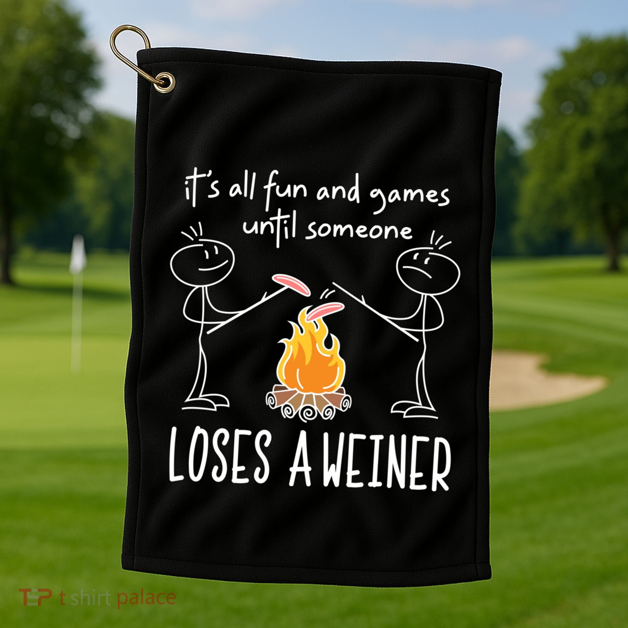 Funny Camping Mountains Outdoor Campfire Gift Golf Towel