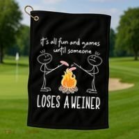 Funny Camping Mountains Outdoor Campfire Gift Golf Towel thumb 1