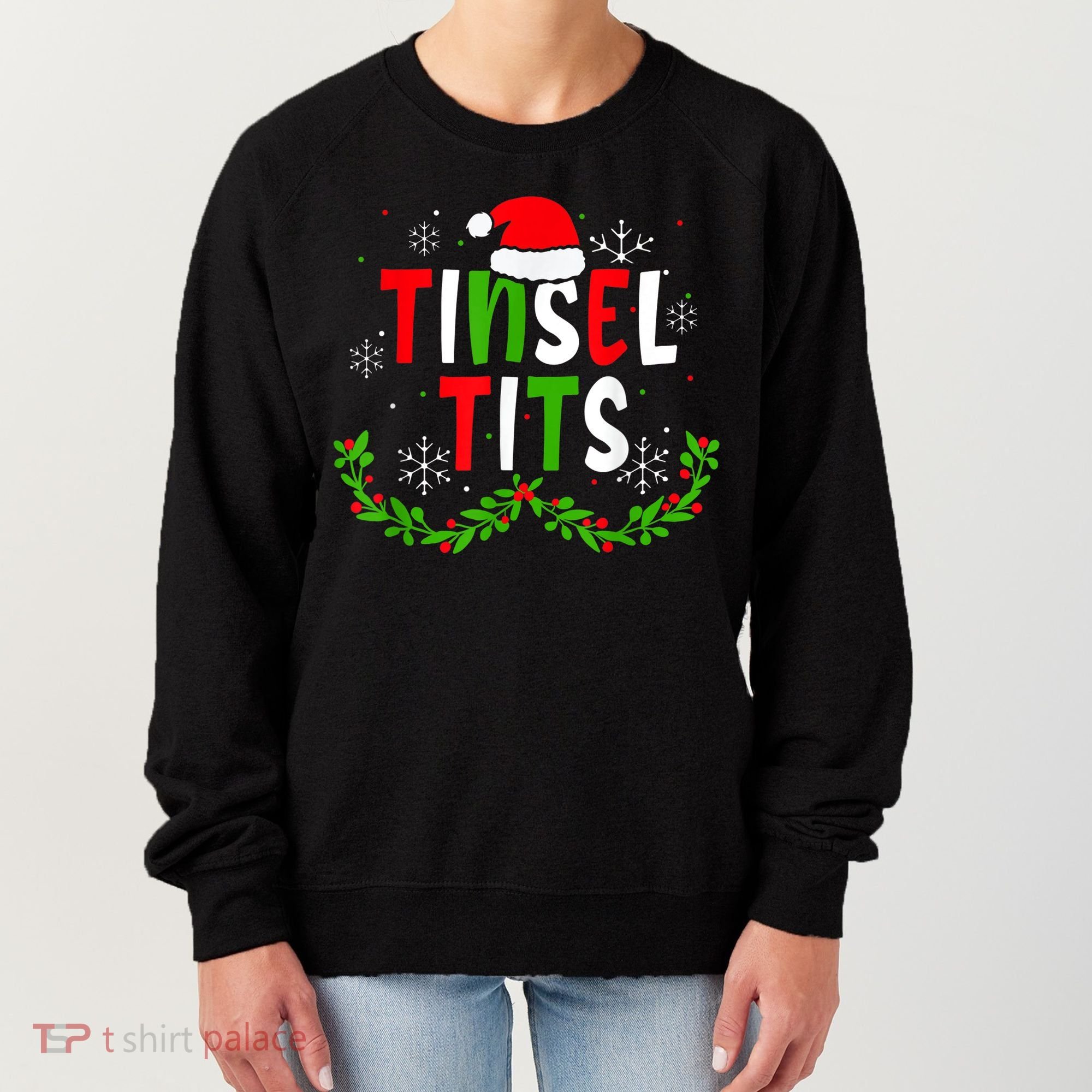 Funny Christmas Matching Couples Jingle Balls Tinsel Tits Women's Sweatshirt