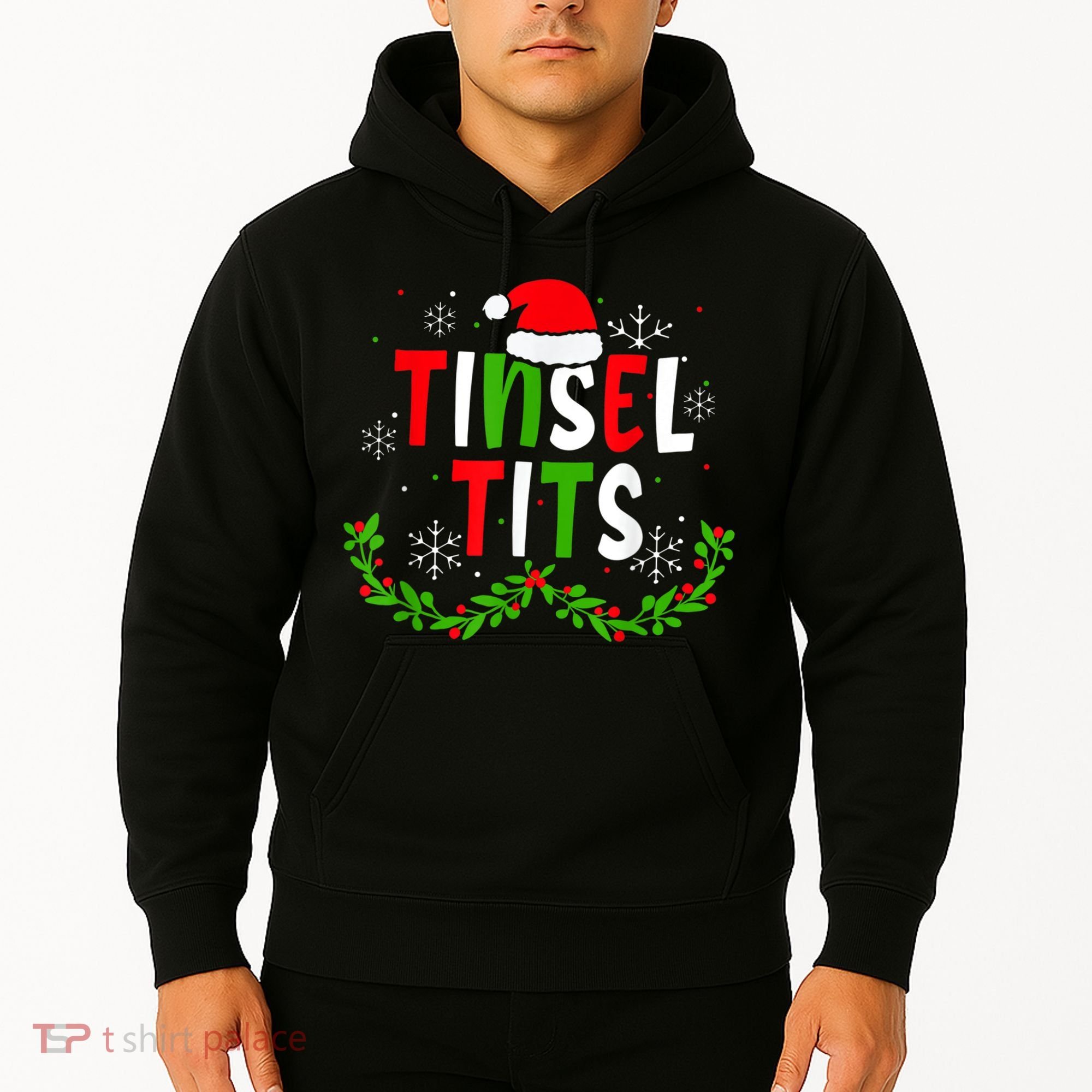 Funny Christmas Matching Couples Jingle Balls Tinsel Tits Hoodie
