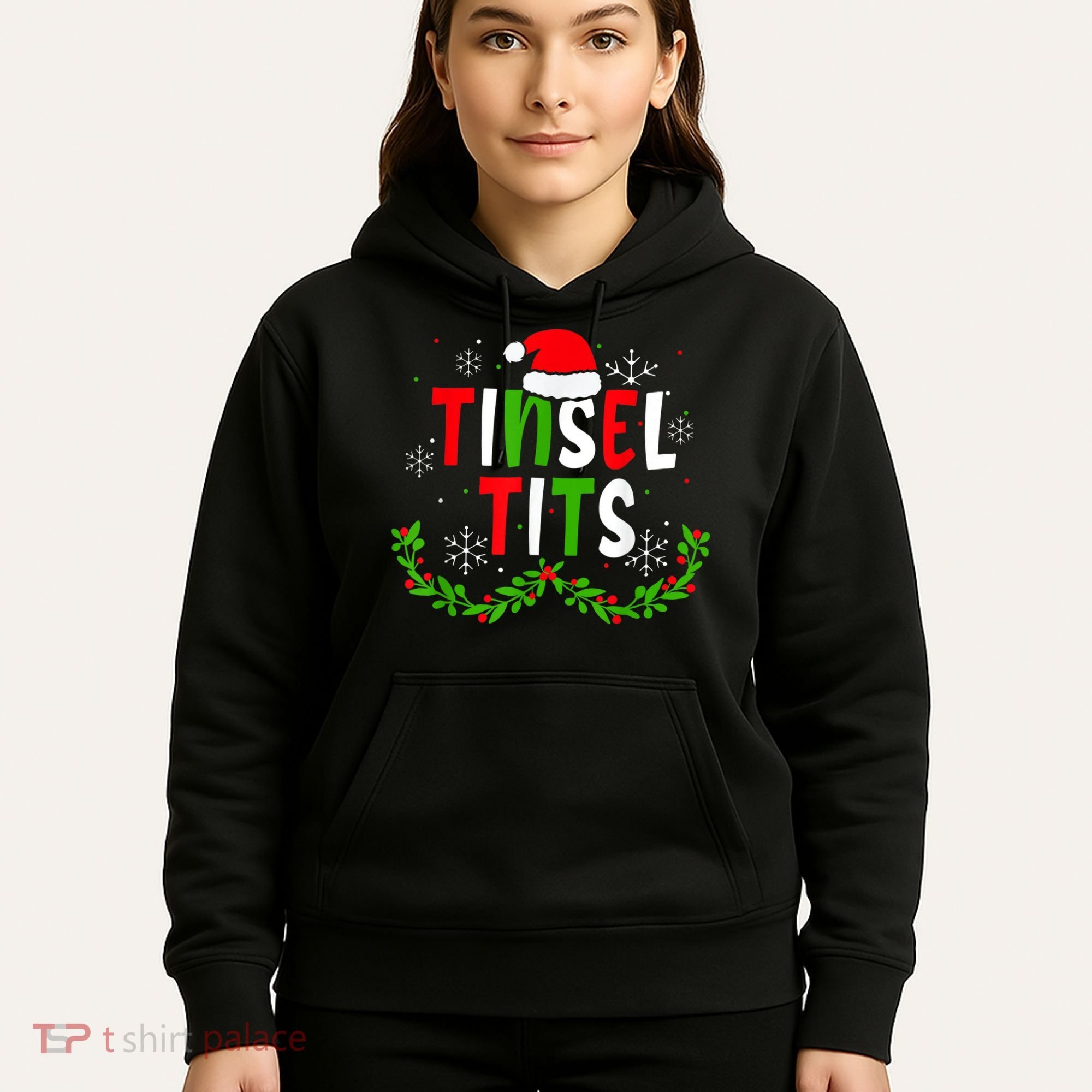 Funny Christmas Matching Couples Jingle Balls Tinsel Tits Hoodie