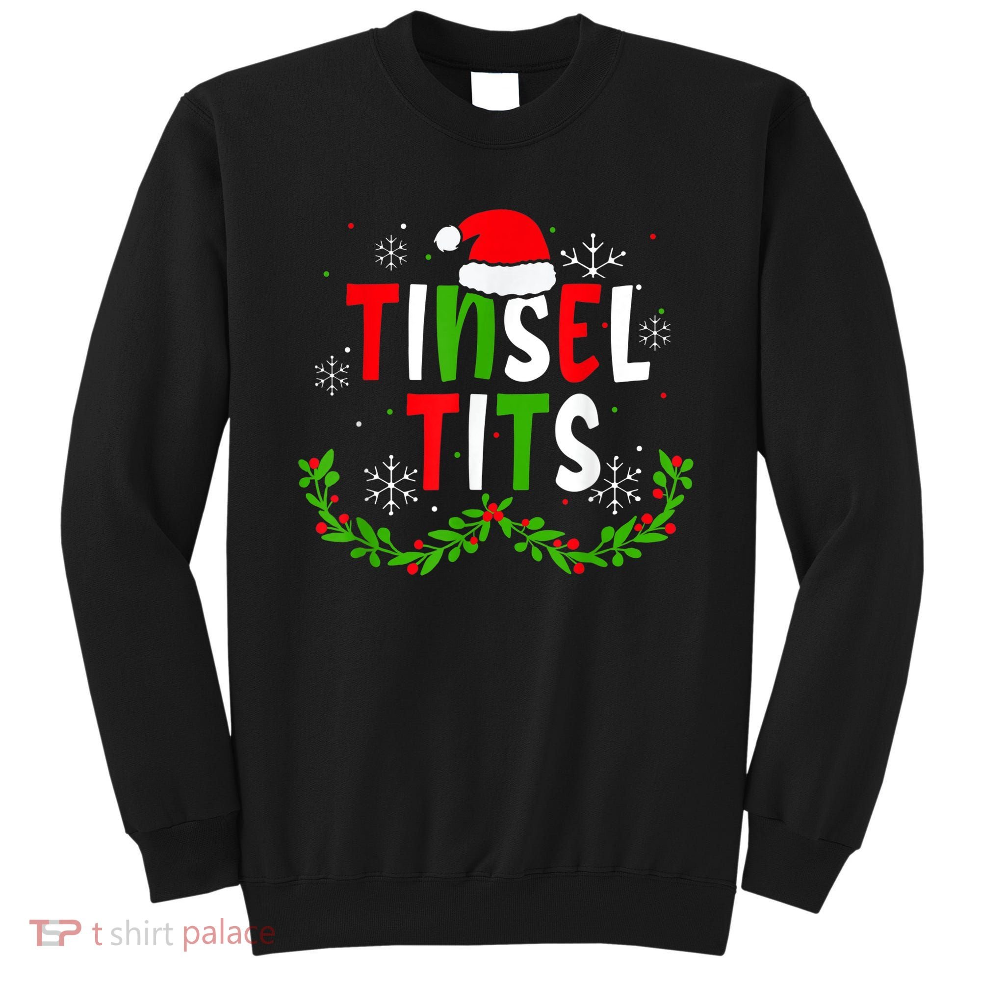 Funny Christmas Matching Couples Jingle Balls Tinsel Tits Sweatshirt