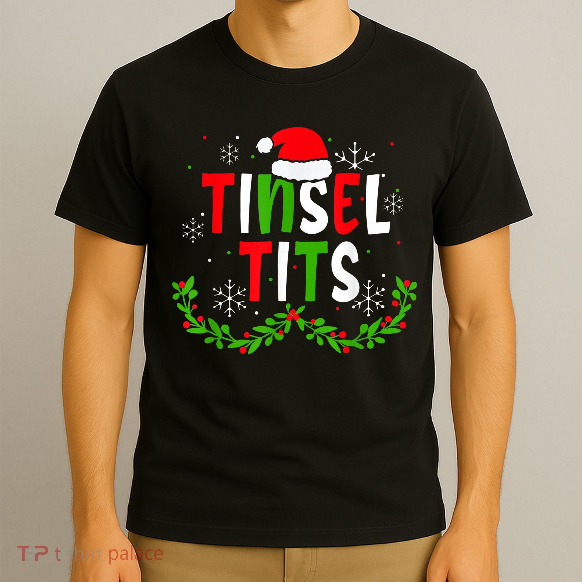 Funny Christmas Matching Couples Jingle Balls Tinsel Tits T-Shirt