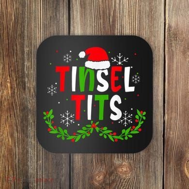 Funny Christmas Matching Couples Jingle Balls Tinsel Tits Coaster