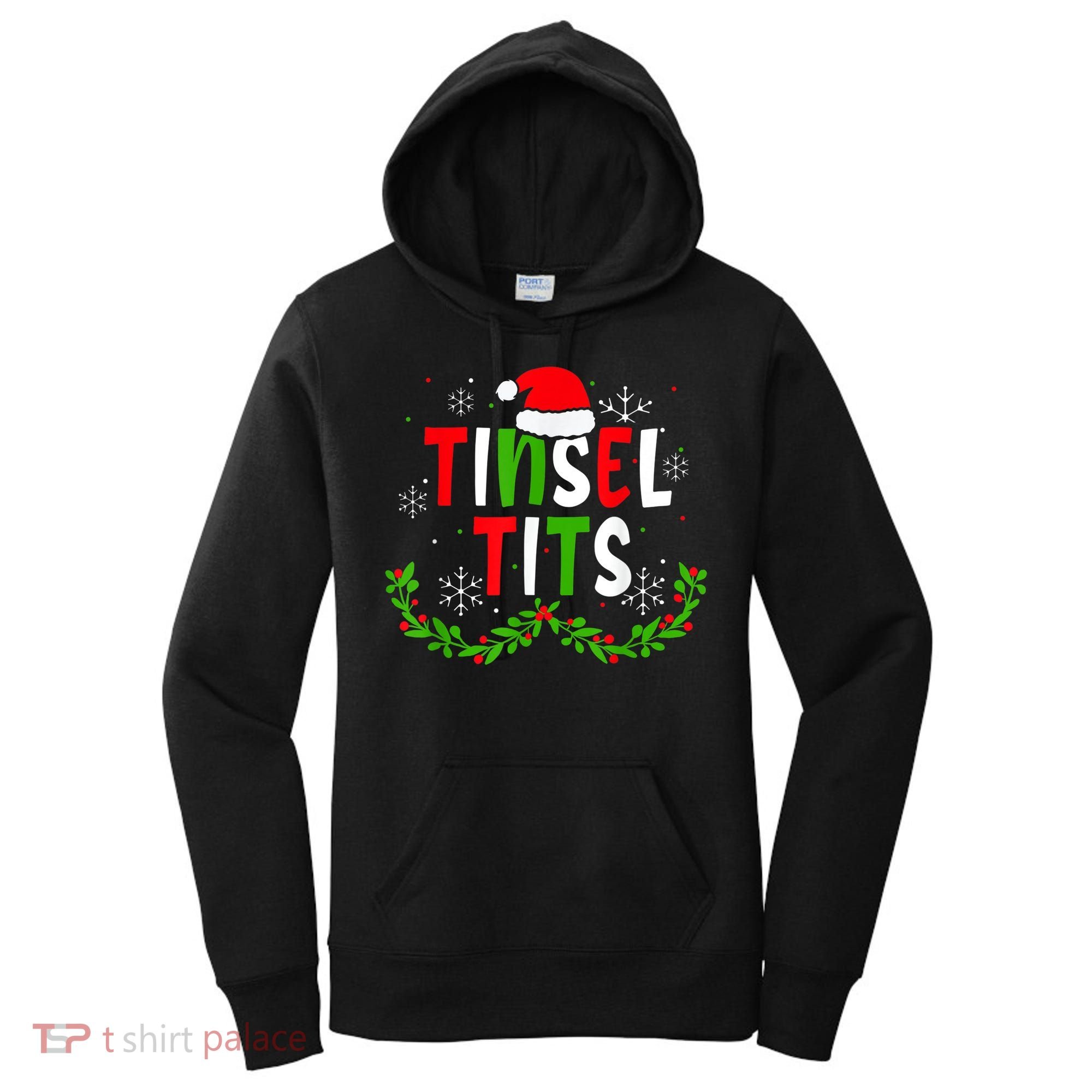 Funny Christmas Matching Couples Jingle Balls Tinsel Tits Women's Hoodie
