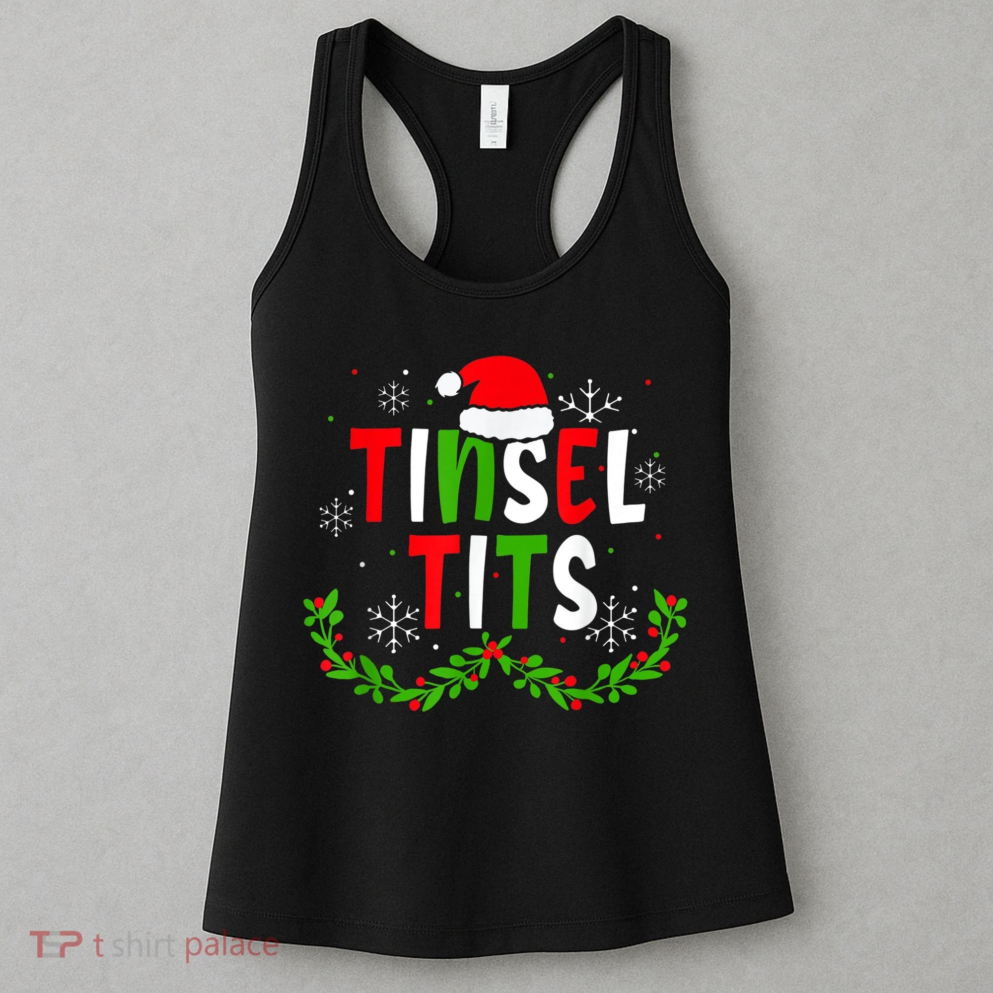 Funny Christmas Matching Couples Jingle Balls Tinsel Tits Women's Tank Top