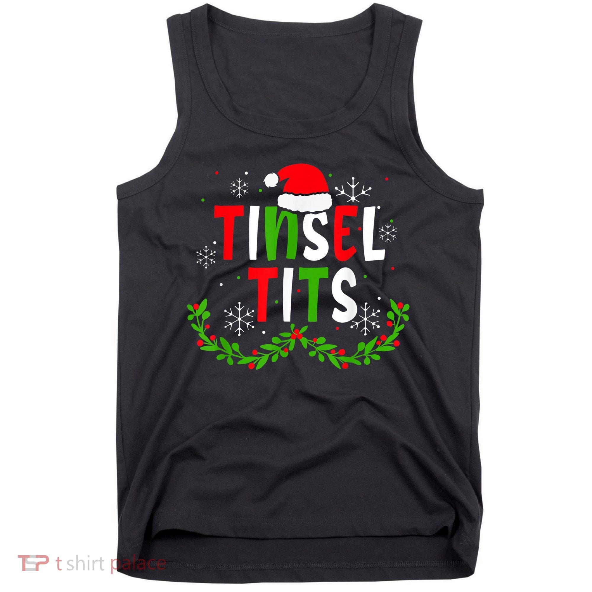 Funny Christmas Matching Couples Jingle Balls Tinsel Tits Tank Top